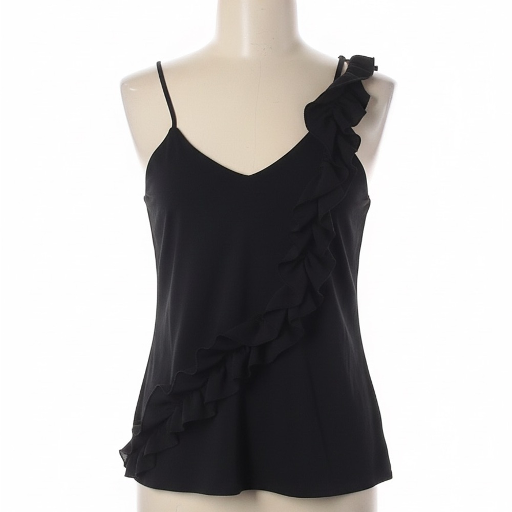 Elegant Black Ruffle Women's Top